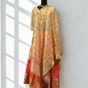Festive Gold and Peach Lehenga